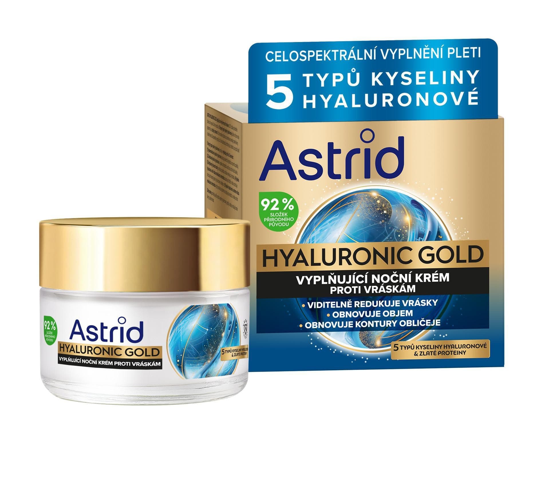 Astrid Hyaluronic Gold Vyplňující noční krém proti vráskám se zlatými proteiny 50ml