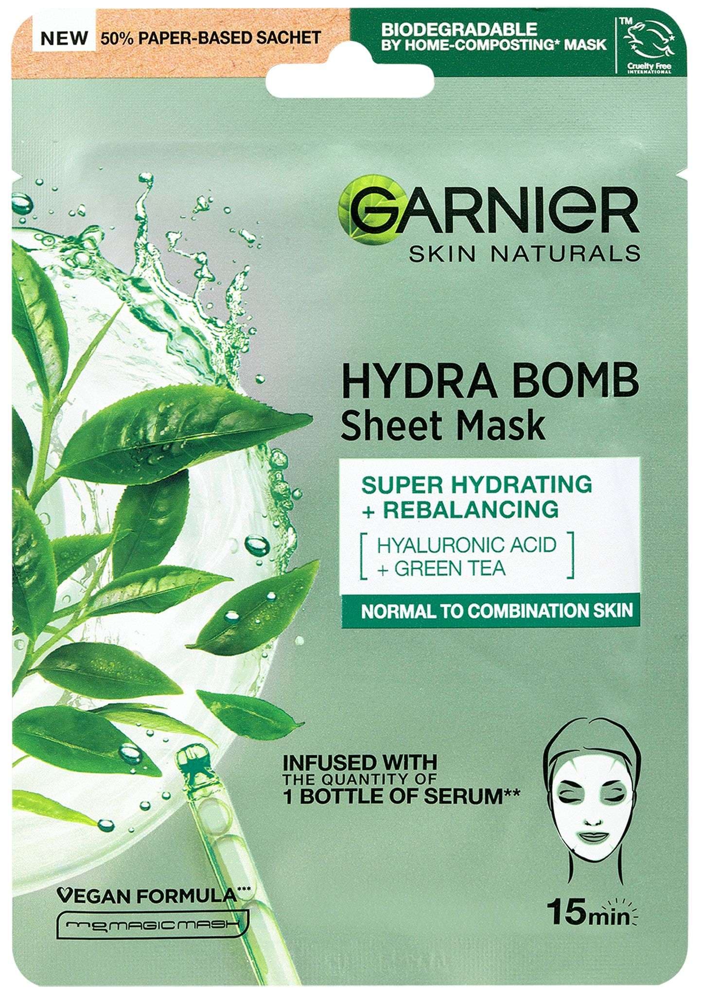 Garnier Moisture + Freshness superhydratační čistící textilní maska zelený čaj 32 g