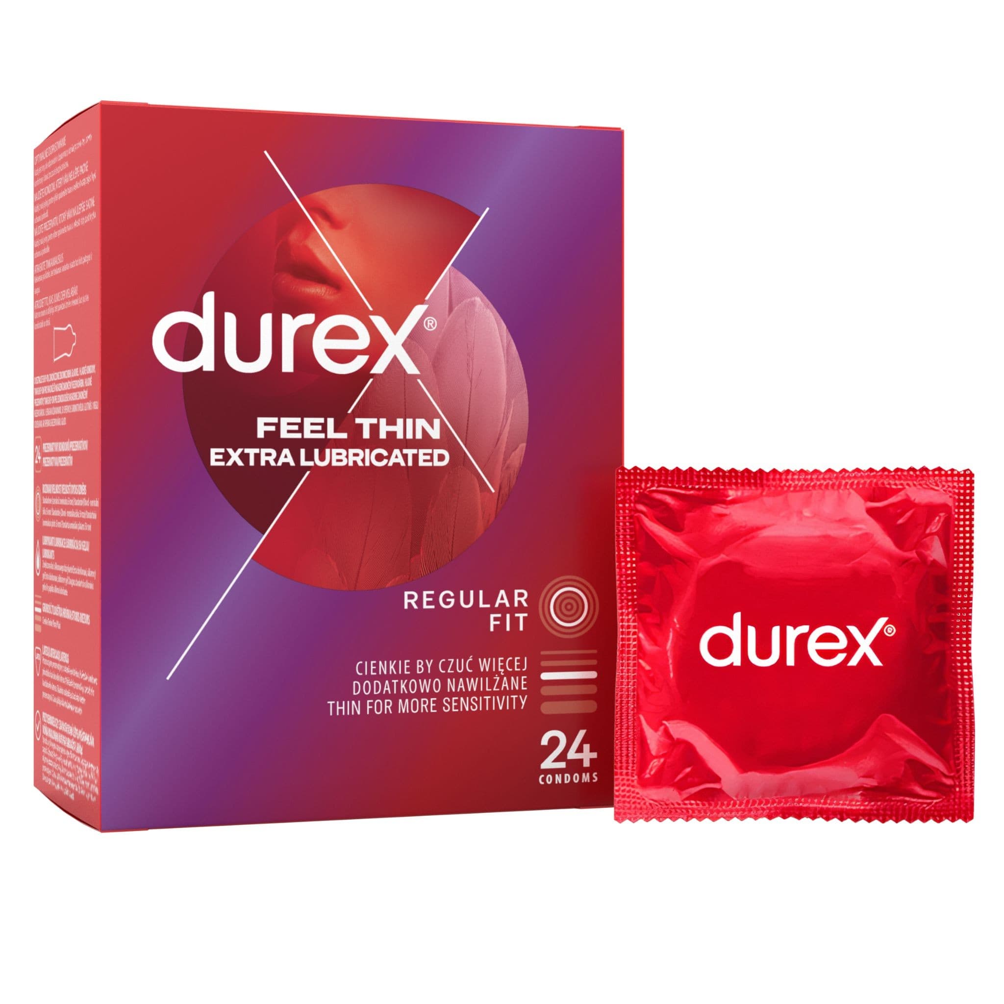 Durex Feel Thin Extra Lubricated kondomy 24 ks