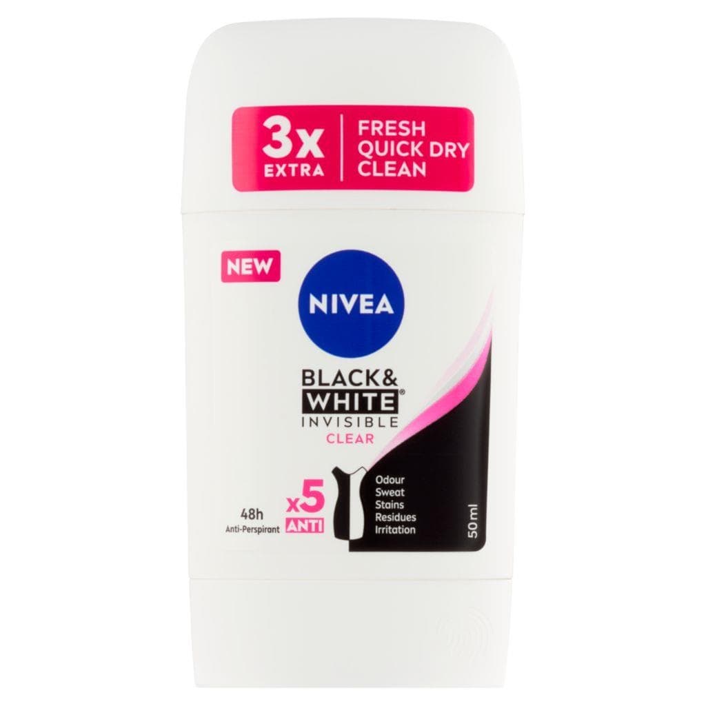 Nivea Tuhý Antiperspirant B&W Invisible Clear 50 ml