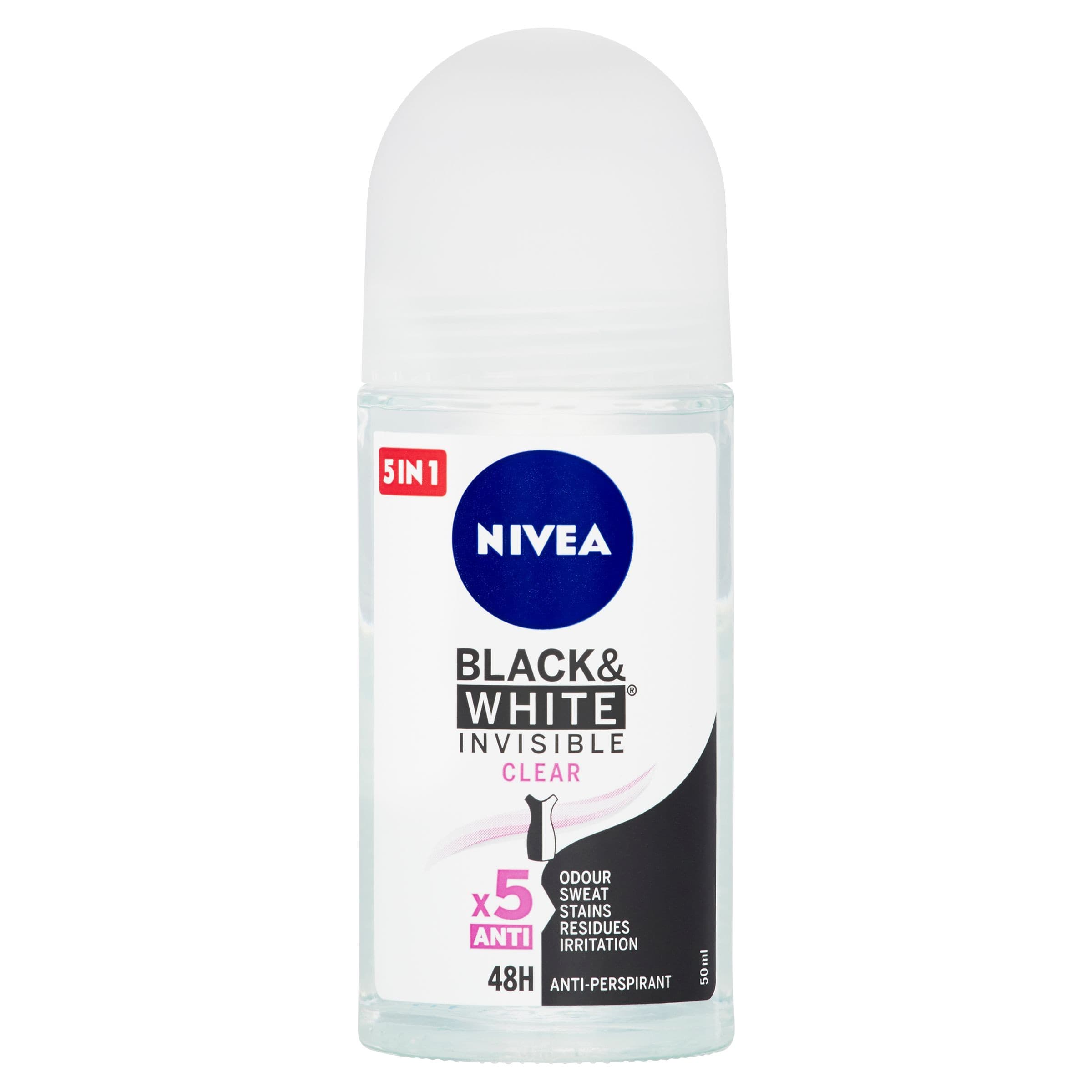 Nivea Invisible Black & White Clear kuličkový antiperspirant 50 ml