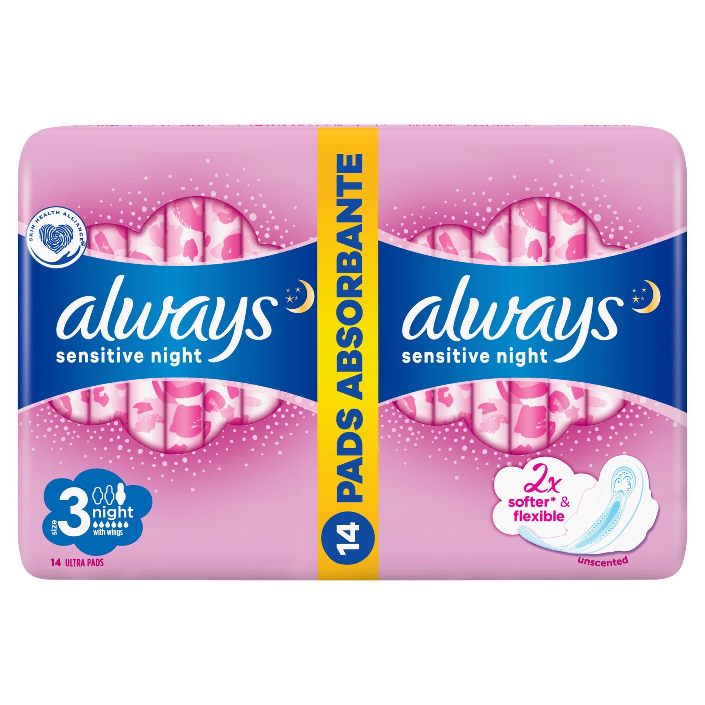 Always Ultra Sensitive Night velikost 3 vložky s křidélky 14 ks