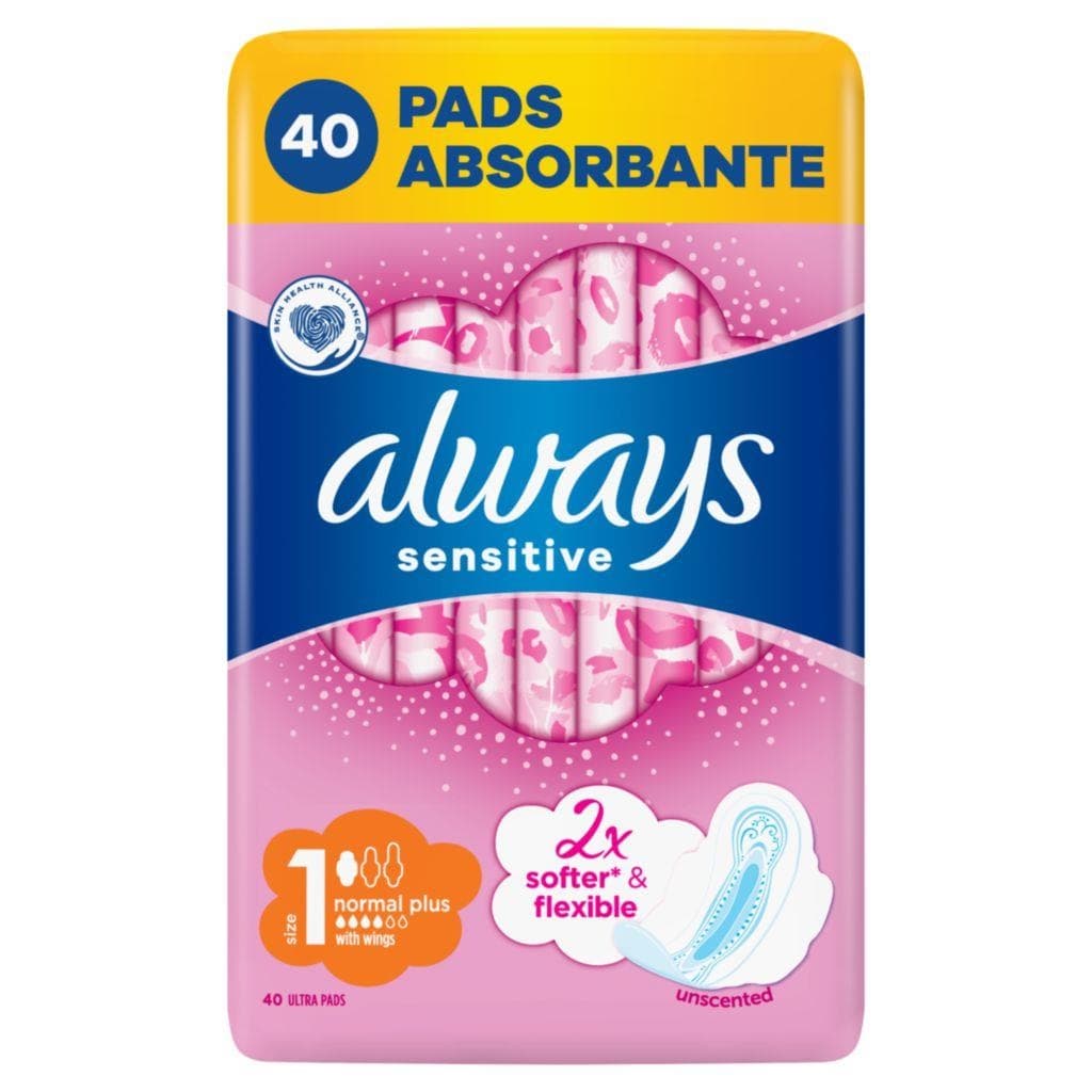 Always Ultra Sensitive Normal plus Vložky s křidélky velikost 1 40 ks
