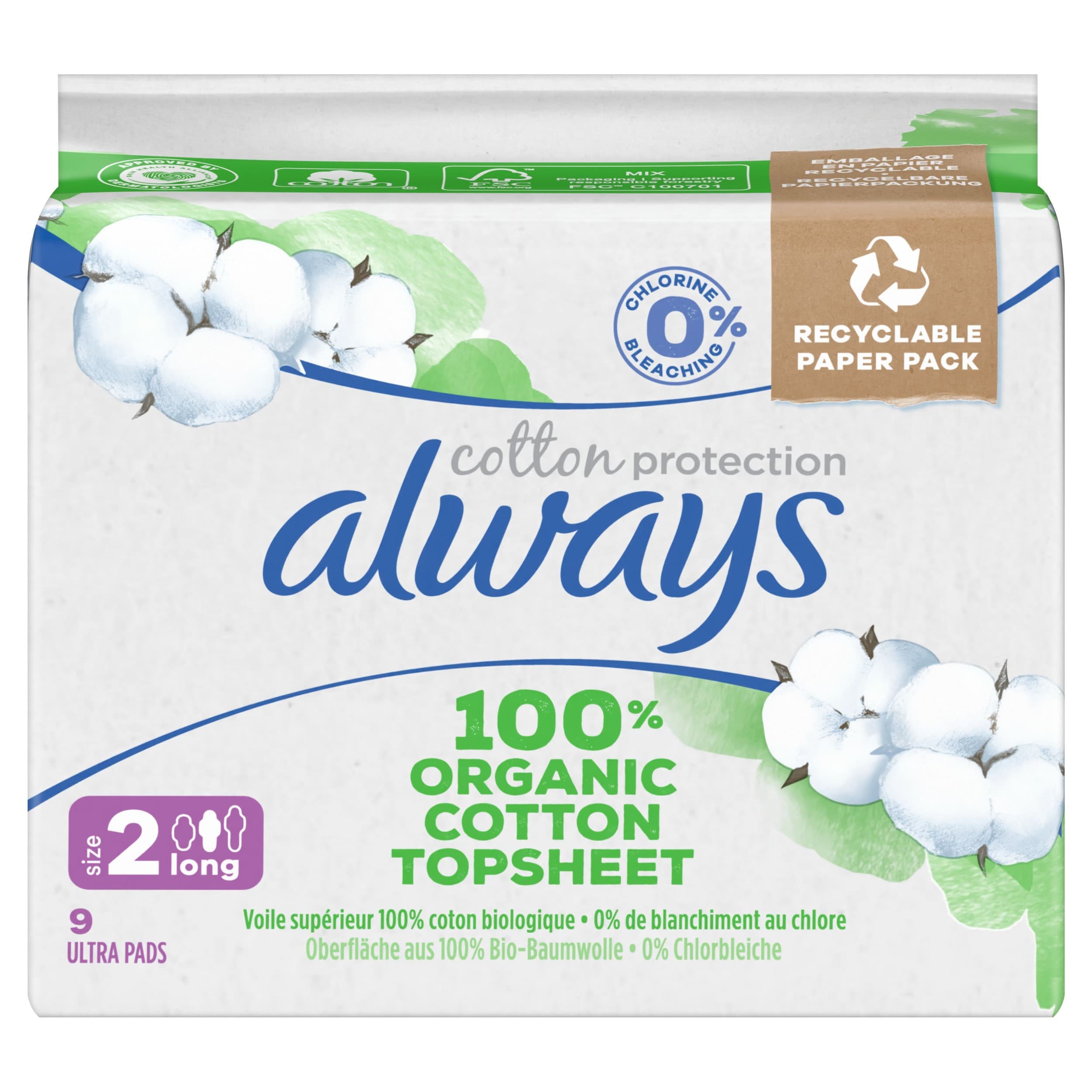 Always Cotton Vložky Dlouhé křídlo 9kusů