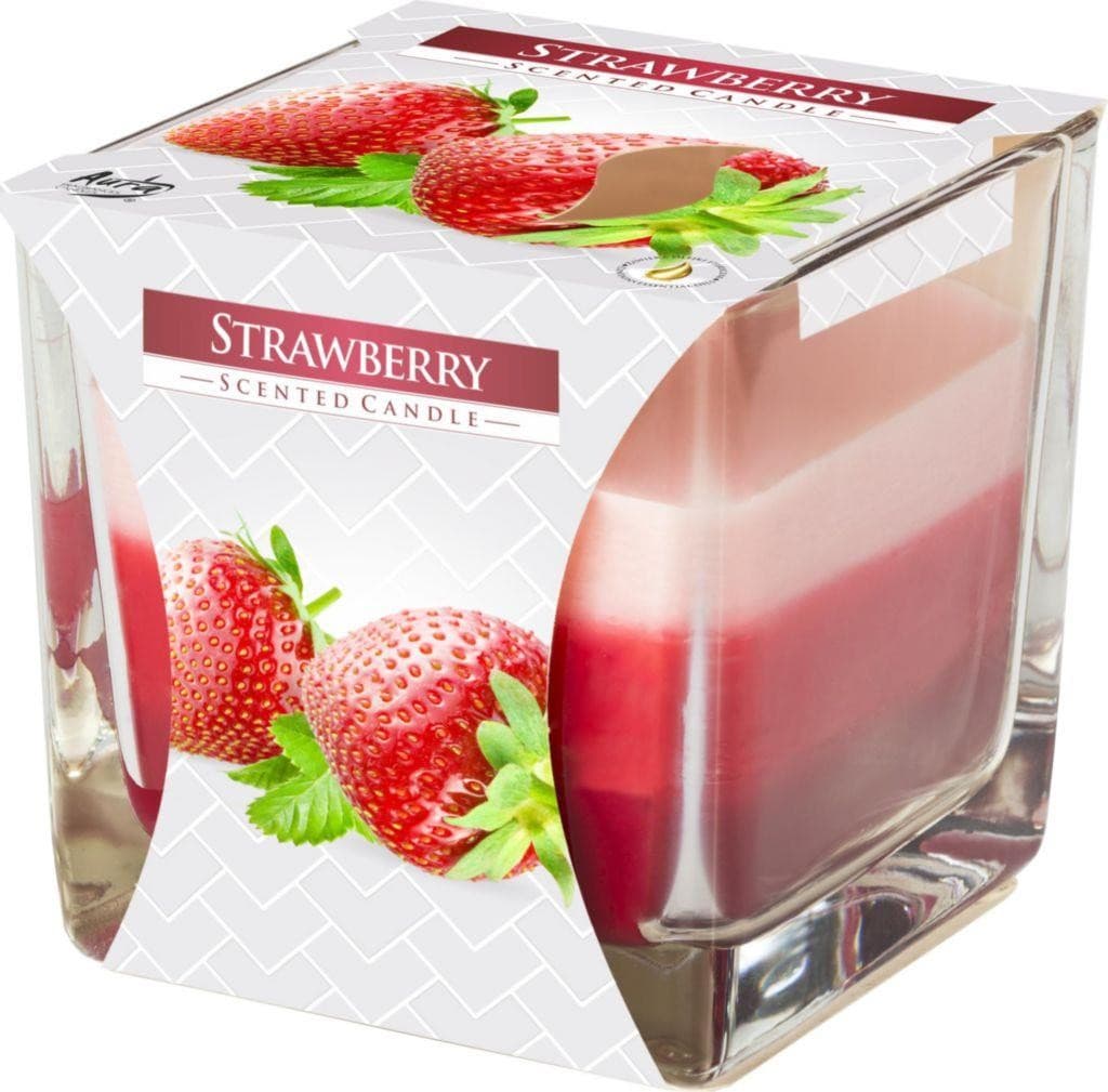 Aura Svíčka tříbarevná Strawberry