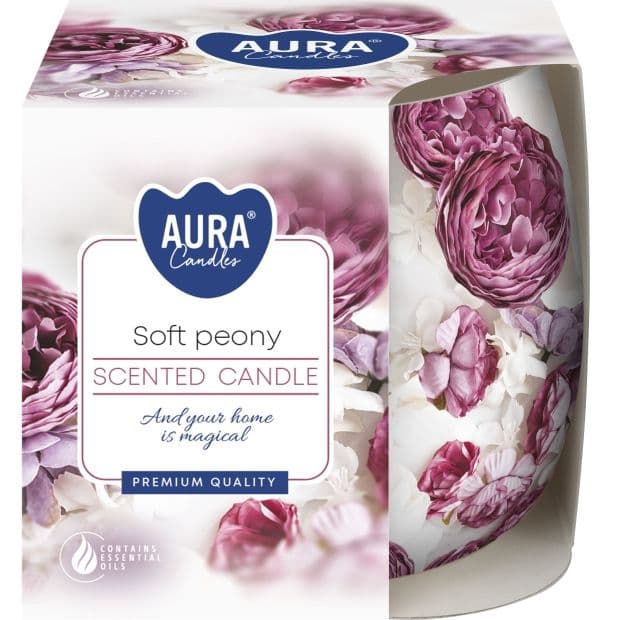 Svíčka ve skle s folií vonná  Soft peony 100g