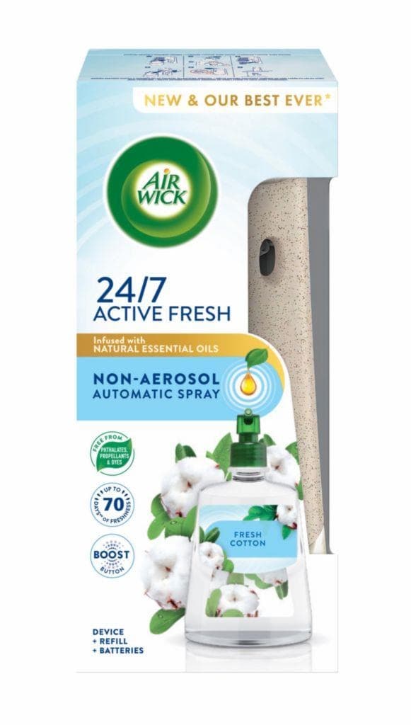 Air Wick Active Fresh automatický difuzér a náplň na vodní bázi Svěží bavlna 228 ml