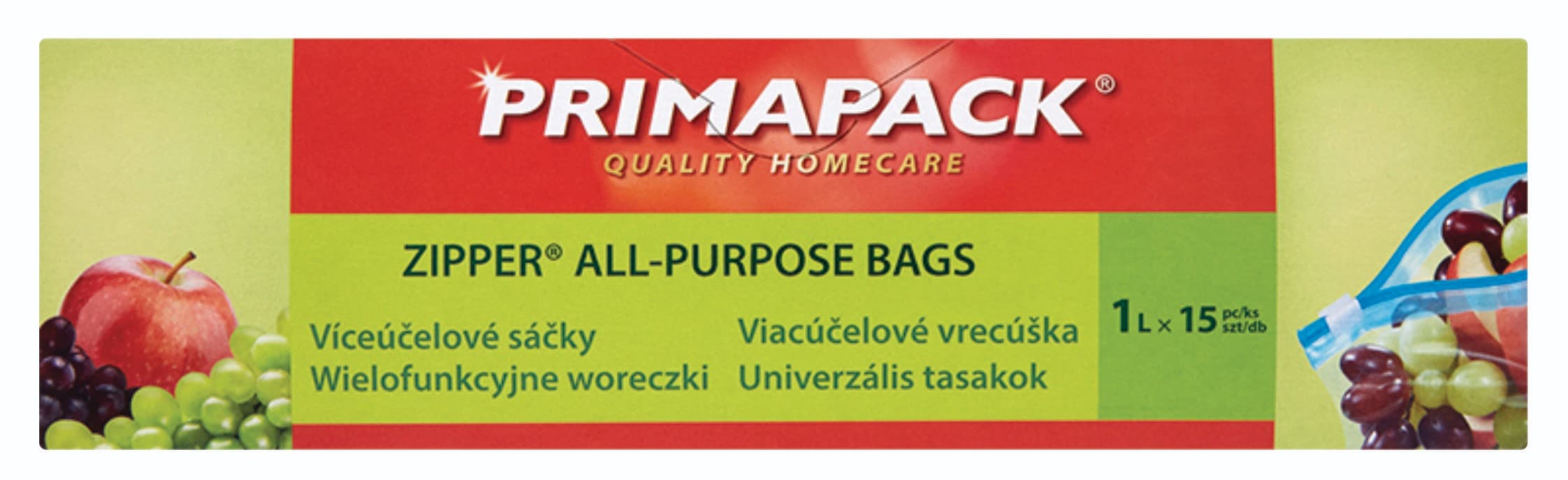 Primapack Zipper Víceúčelové sáčky 1l 15ks