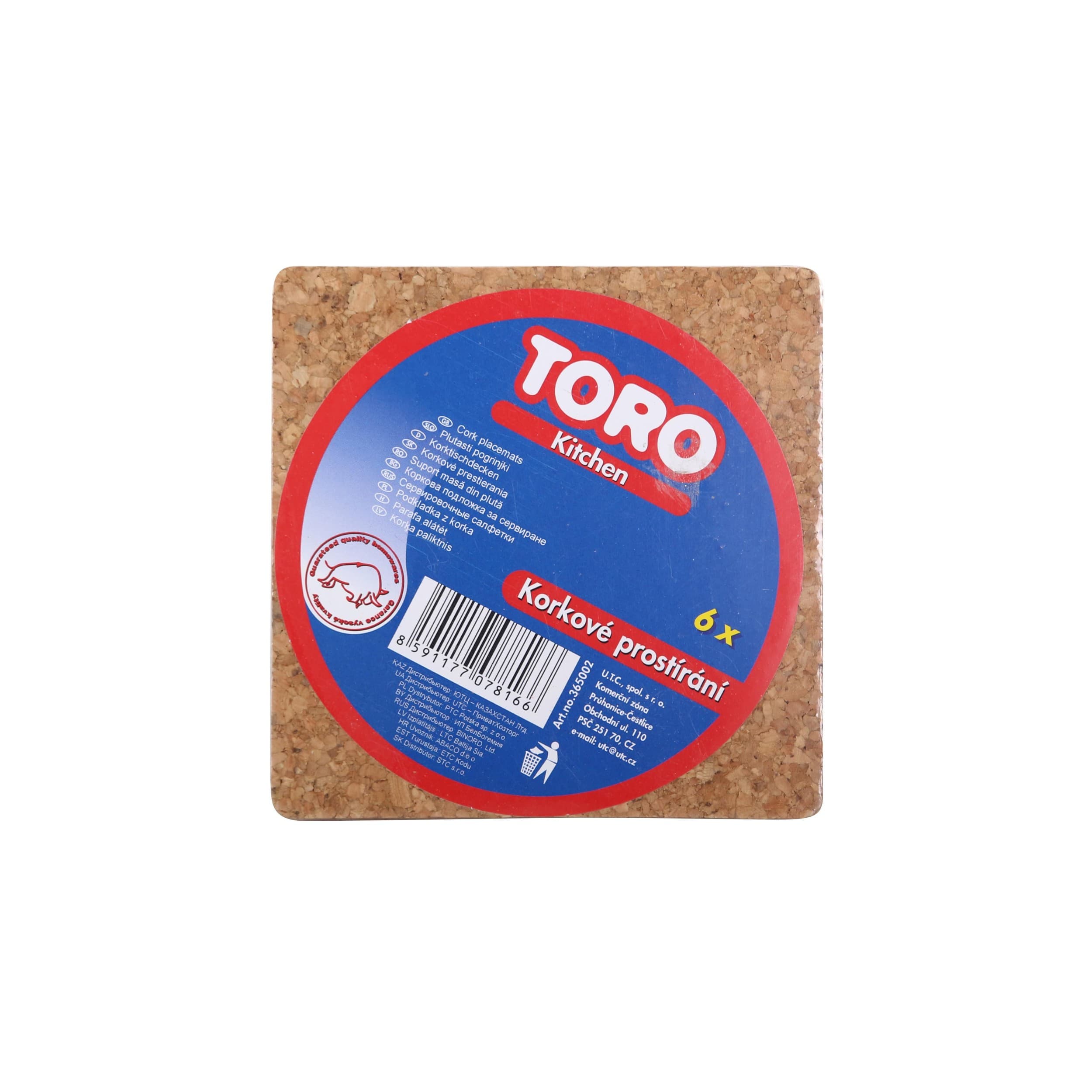Toro Prostírání korkové čtverec 95 x 95 mm 6 ks