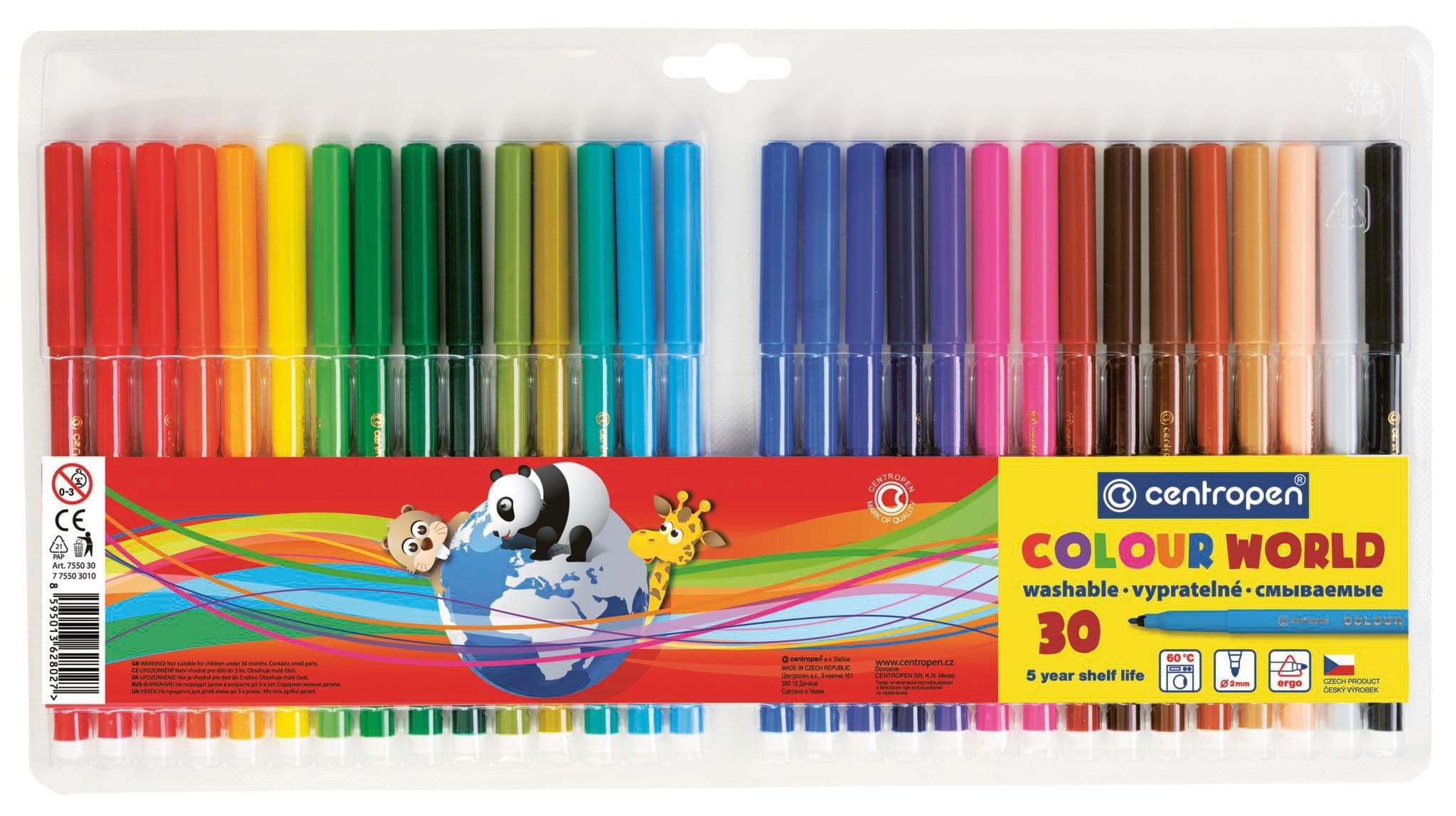 Centropen Popisovače 7550 RED trojhranné 30 ks