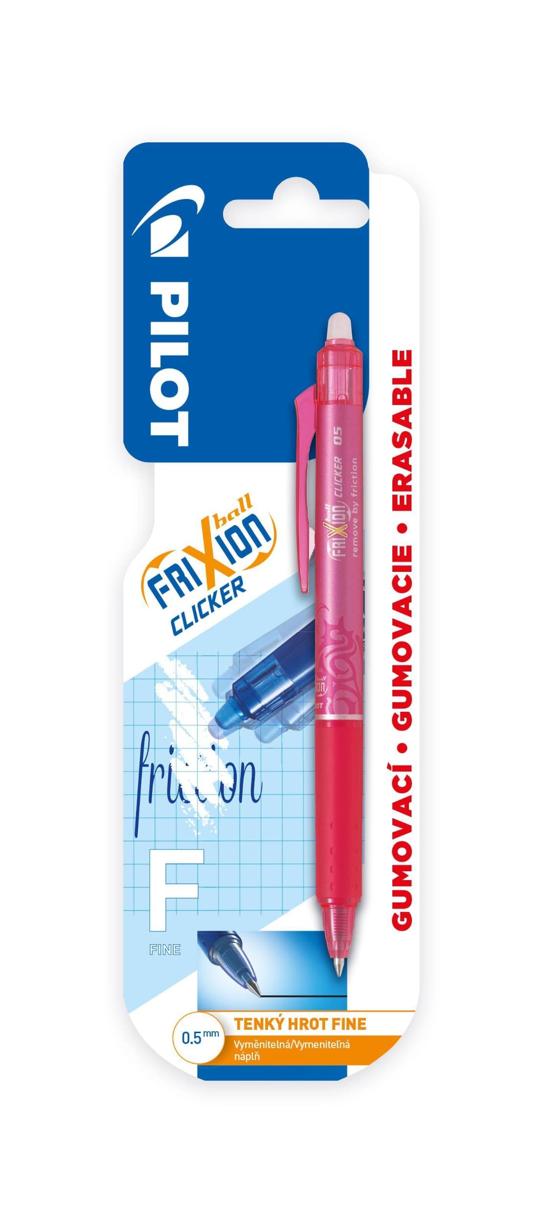Pilot Frixion Clicker 05 růžový 1 ks