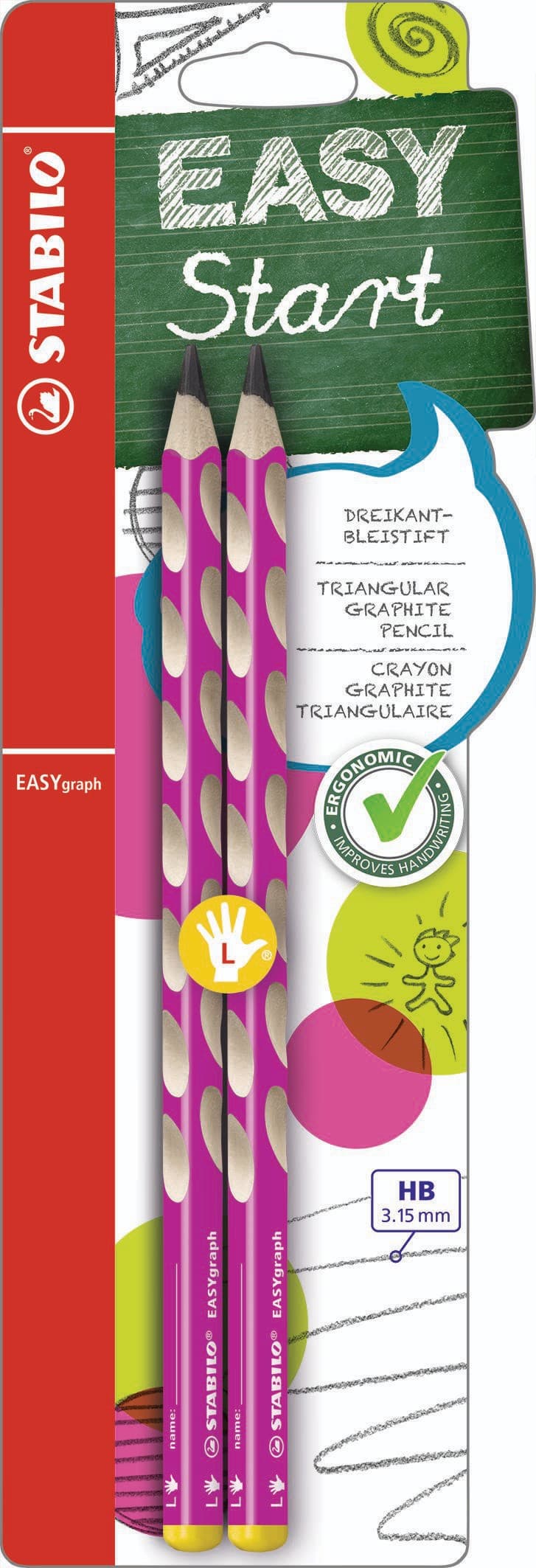 STABILO EASYgraph ergonomická grafitová HB tužka pro leváky 2 ks