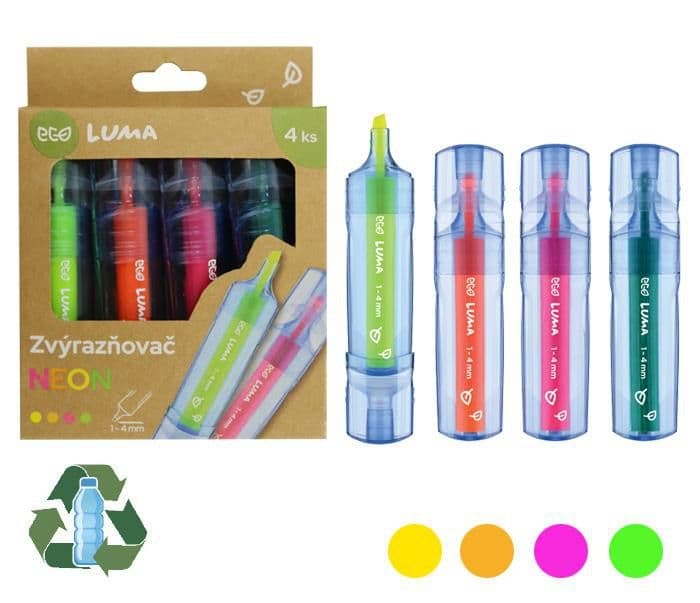 LUMA Zvýrazňovač ECO NEON 4 ks sada