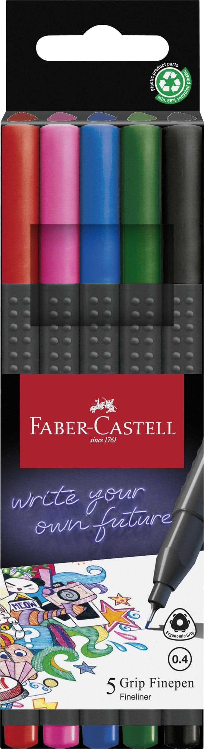 Faber Castell Popisovače Grip, 0,4mm, 5 ks