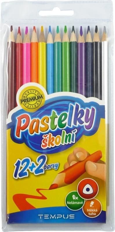 Tempus Pastelky trojhranné 12kusů + 2barvy