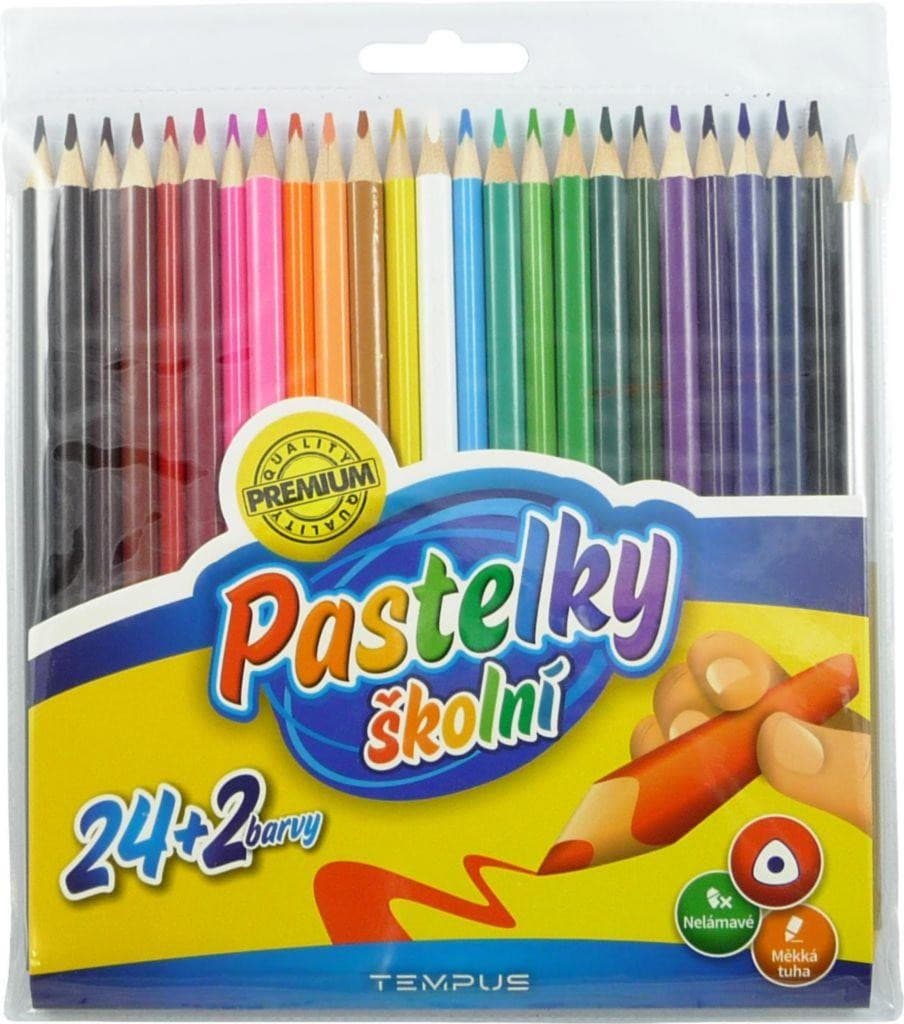 Tempus Pastelky trojhranné 24kusů + 2barvy