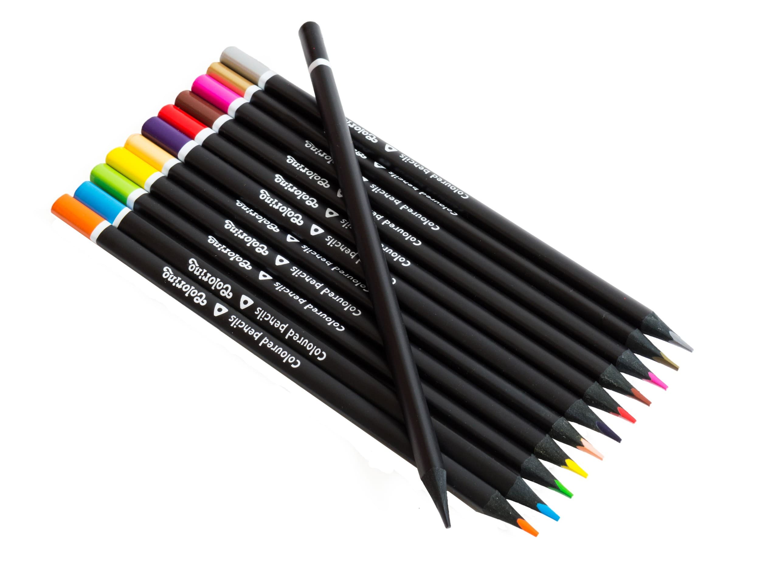 Colorino pastelky trojhranné černé dřevo s ořezávátkem 12 barev