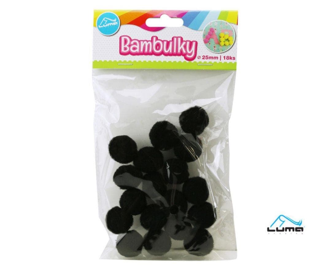 Luma Bambulky černé 18ks 25mm