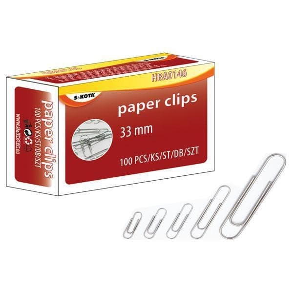 Kancelářské sponky 33mm, kov 100ks