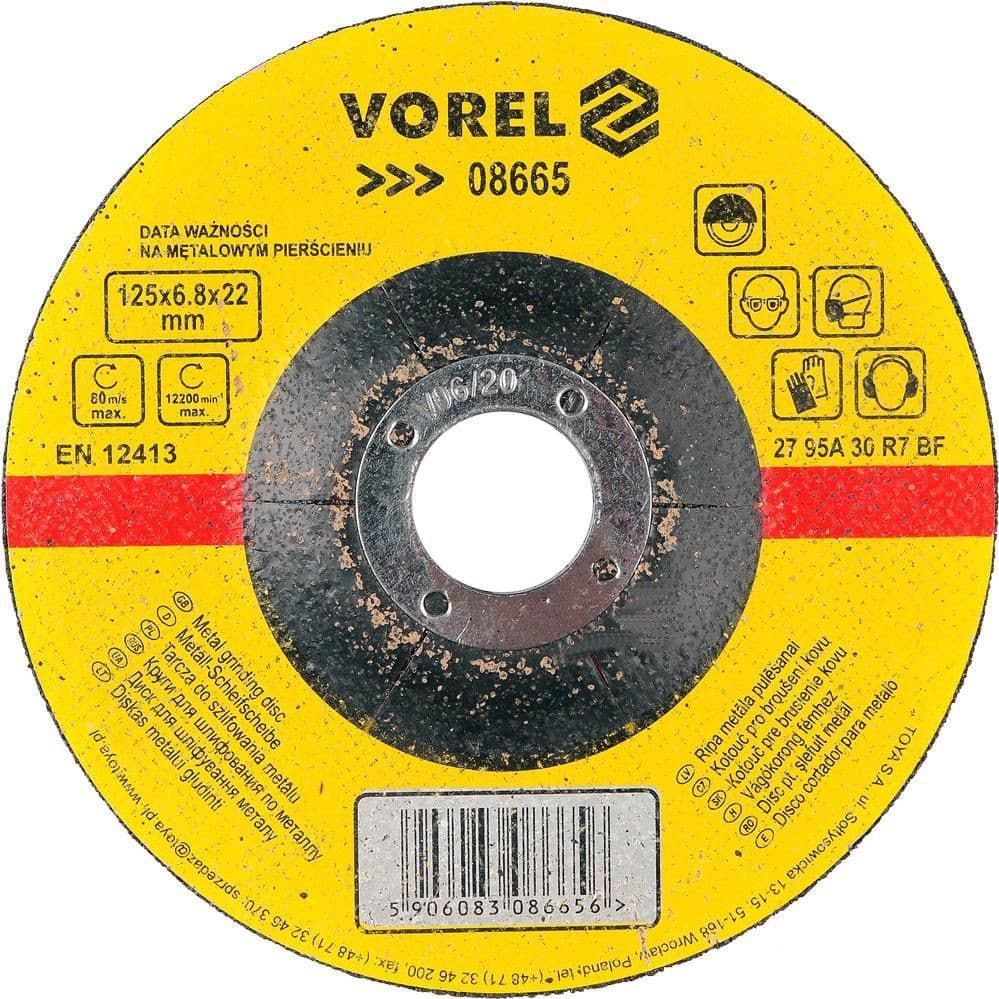 Vorel Kotouč na kov 125 x 22 x 6,8 mm vypouklý brusný