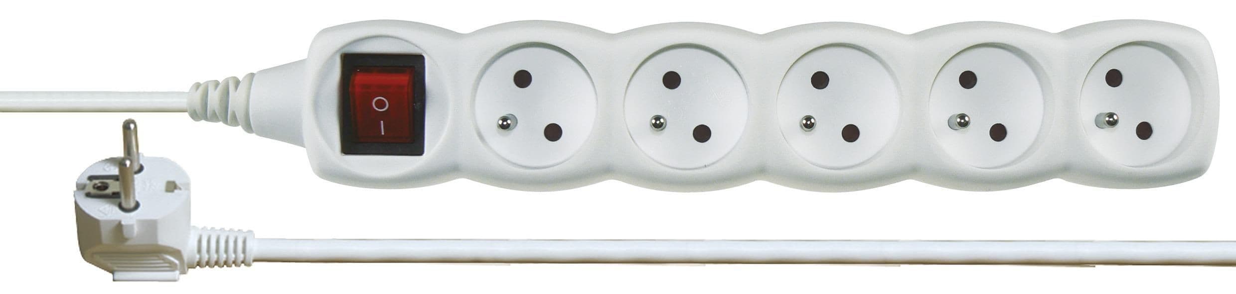 Prodlužovací kabel s vypínačem 5 zásuvky bílý 3 m