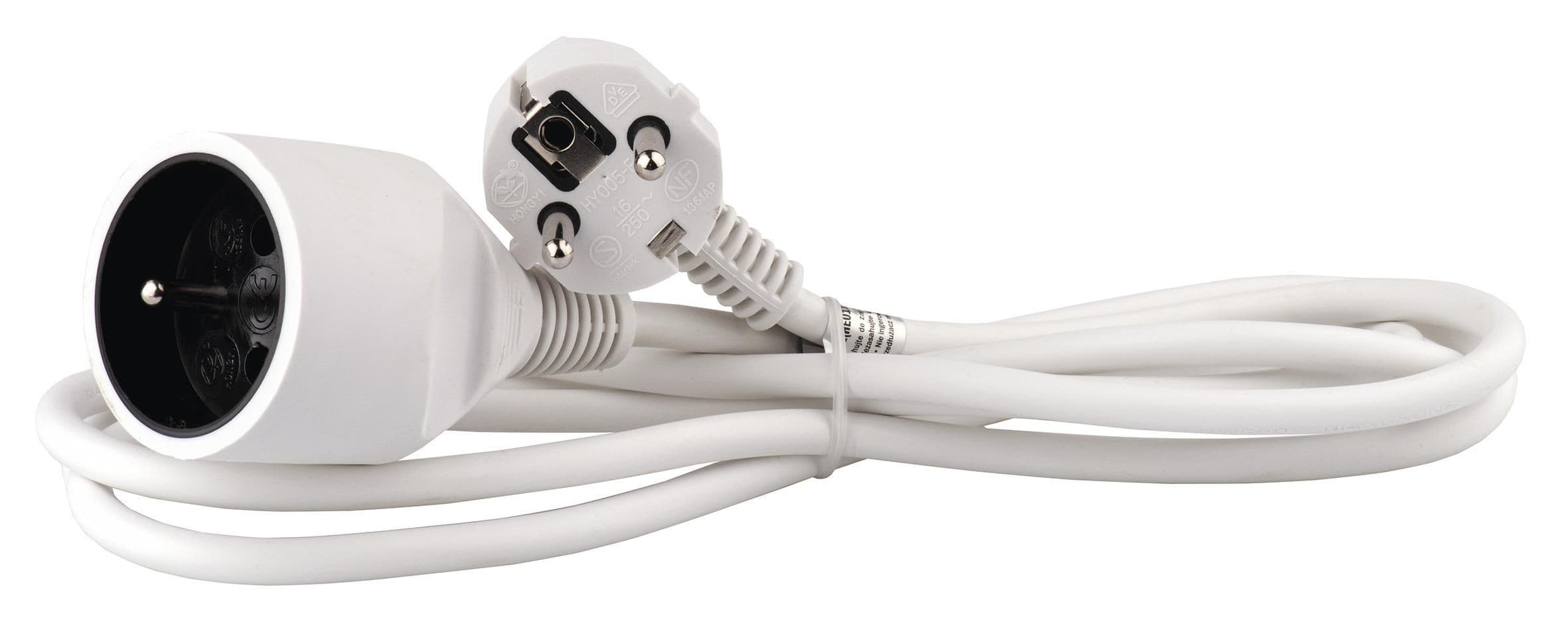 Prodlužovací kabel spojka bílý 2 m