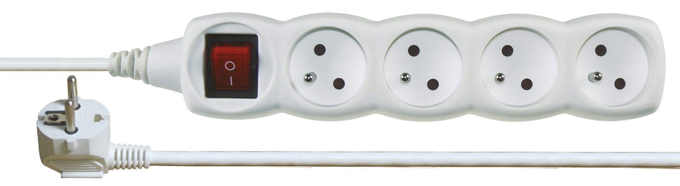 Prodlužovací kabel s vypínačem 4 zásuvky bílý 2 m
