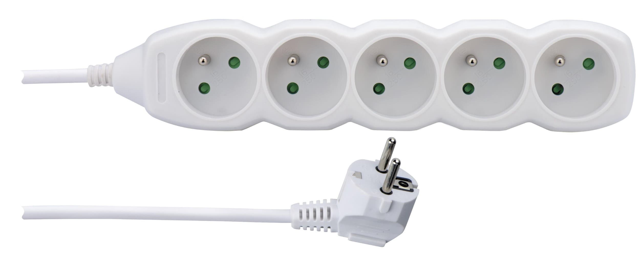 Prodlužovací kabel 5 zásuvek bílý 1,5 m