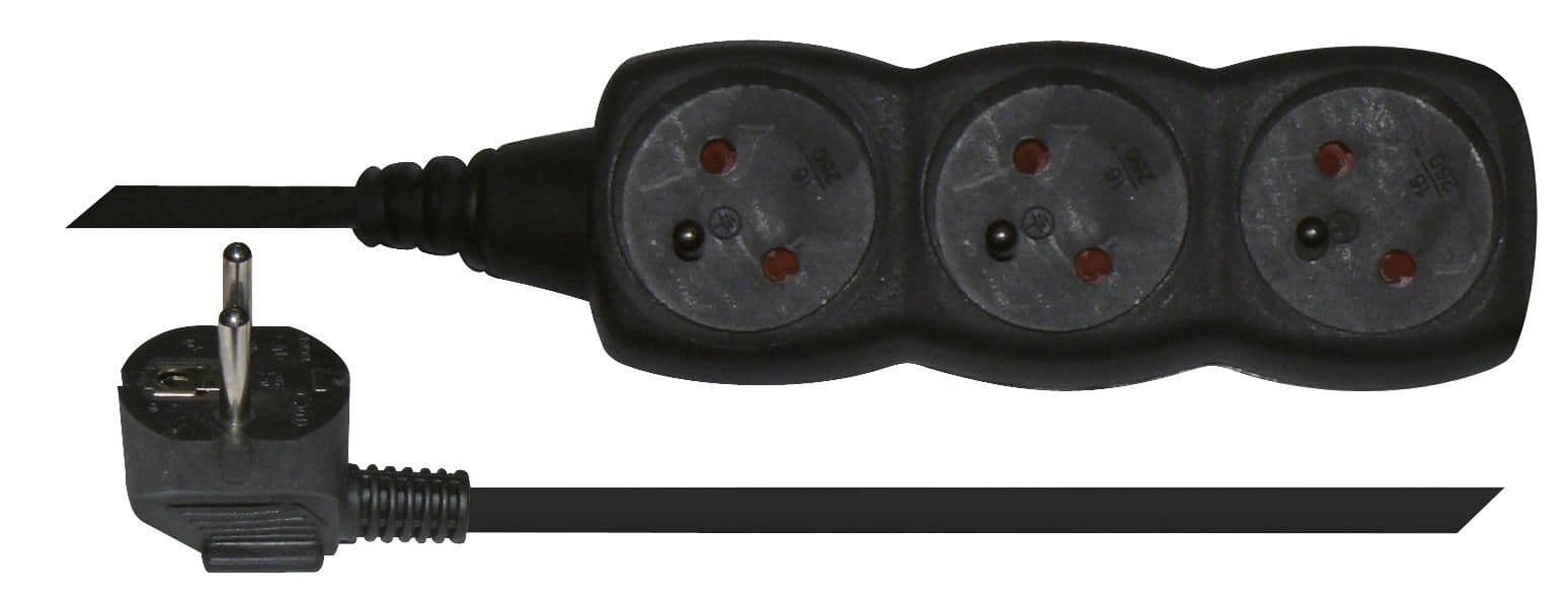 Prodlužovací kabel 3 zásuvky černý 3 m