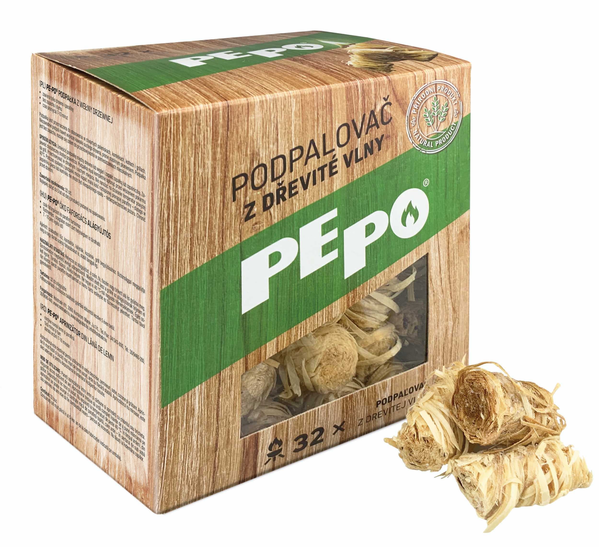 Pe-po Podpalovač z dřevité vlny 32 podpalů
