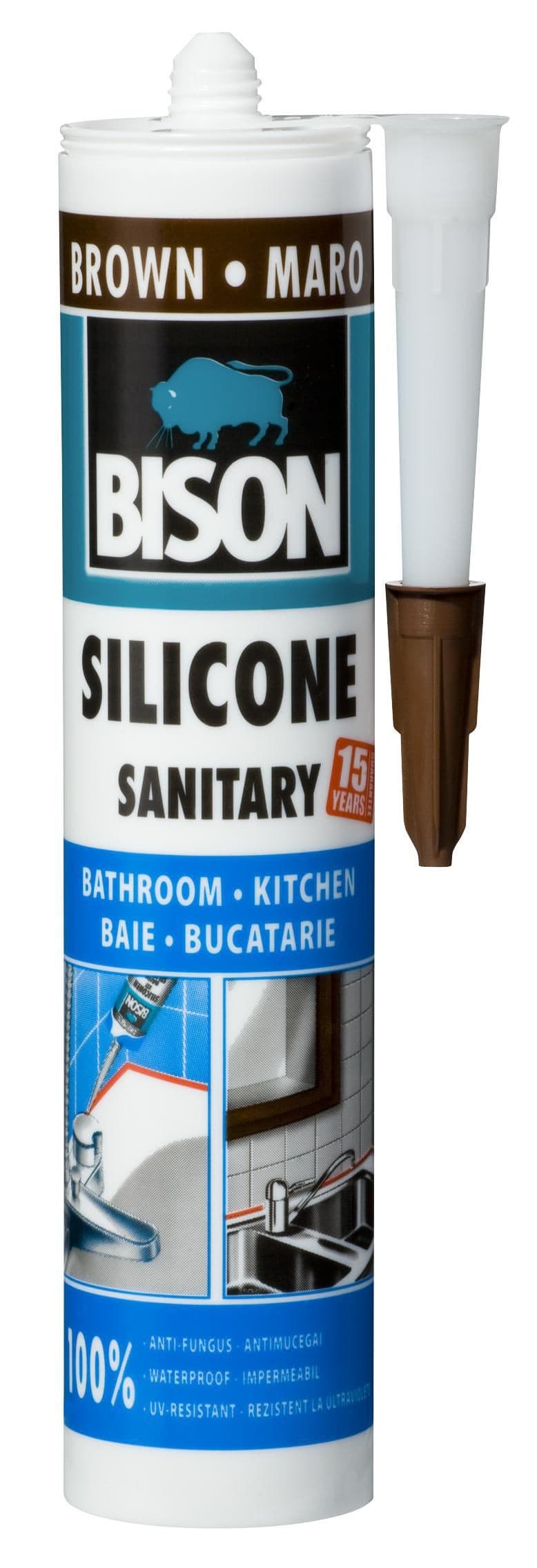 Bison Sanitary silikonový tmel hnědý 280ml
