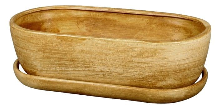 Truhlík KAKTUS O TEAK + podmiska keramický matný 32cm
