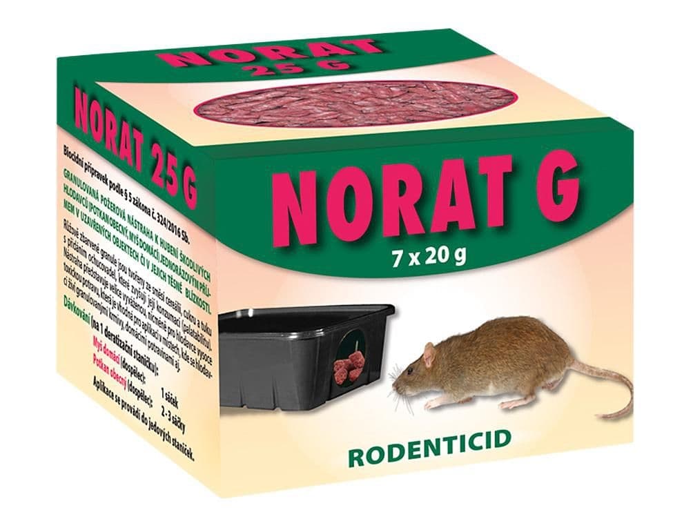 Rodenticid NORAT 25 zrno 7x20g proti hlodavcům