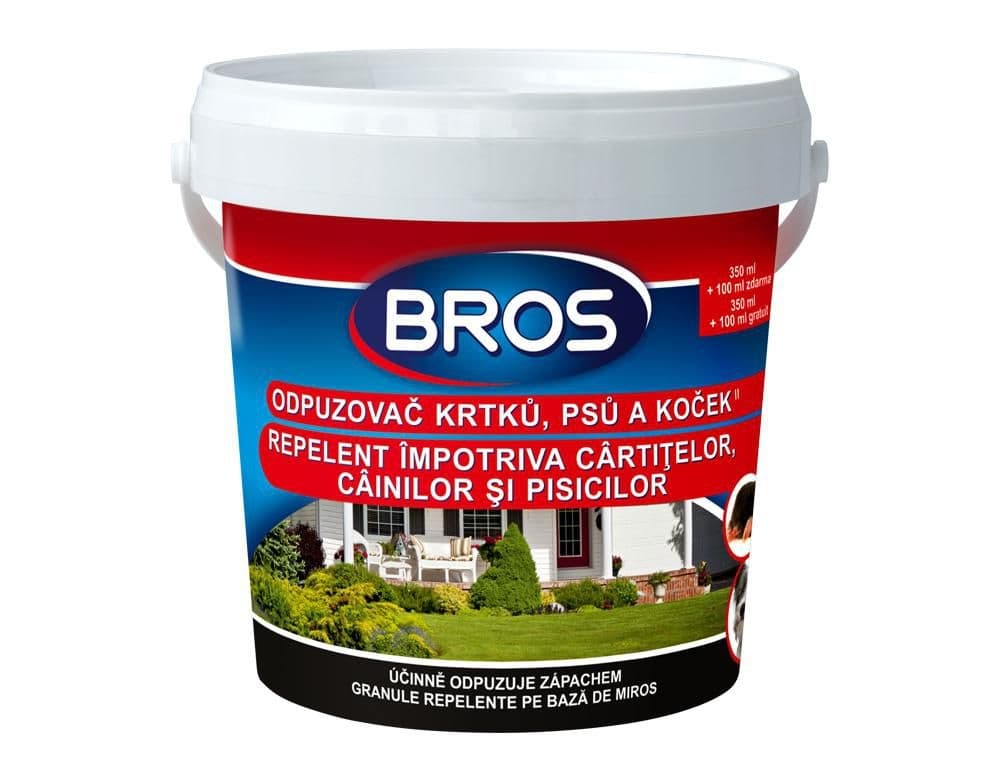 Odpuzovač krtků, psů a koček BROS 350ml+100ml ZDARMA