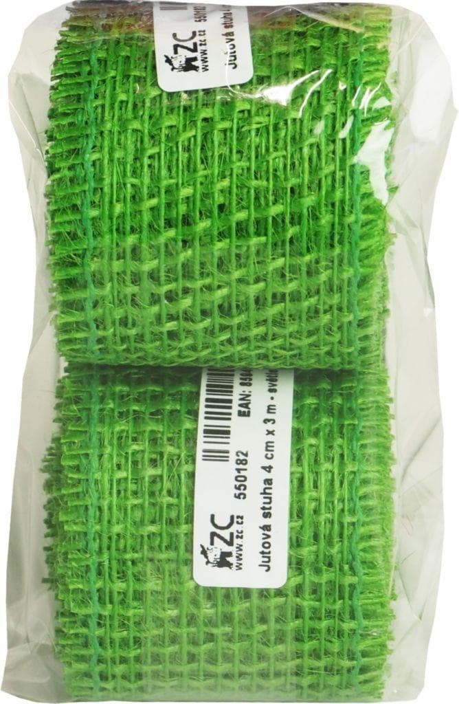 Stuha jutová 4 cm x 3 m - světle zelená