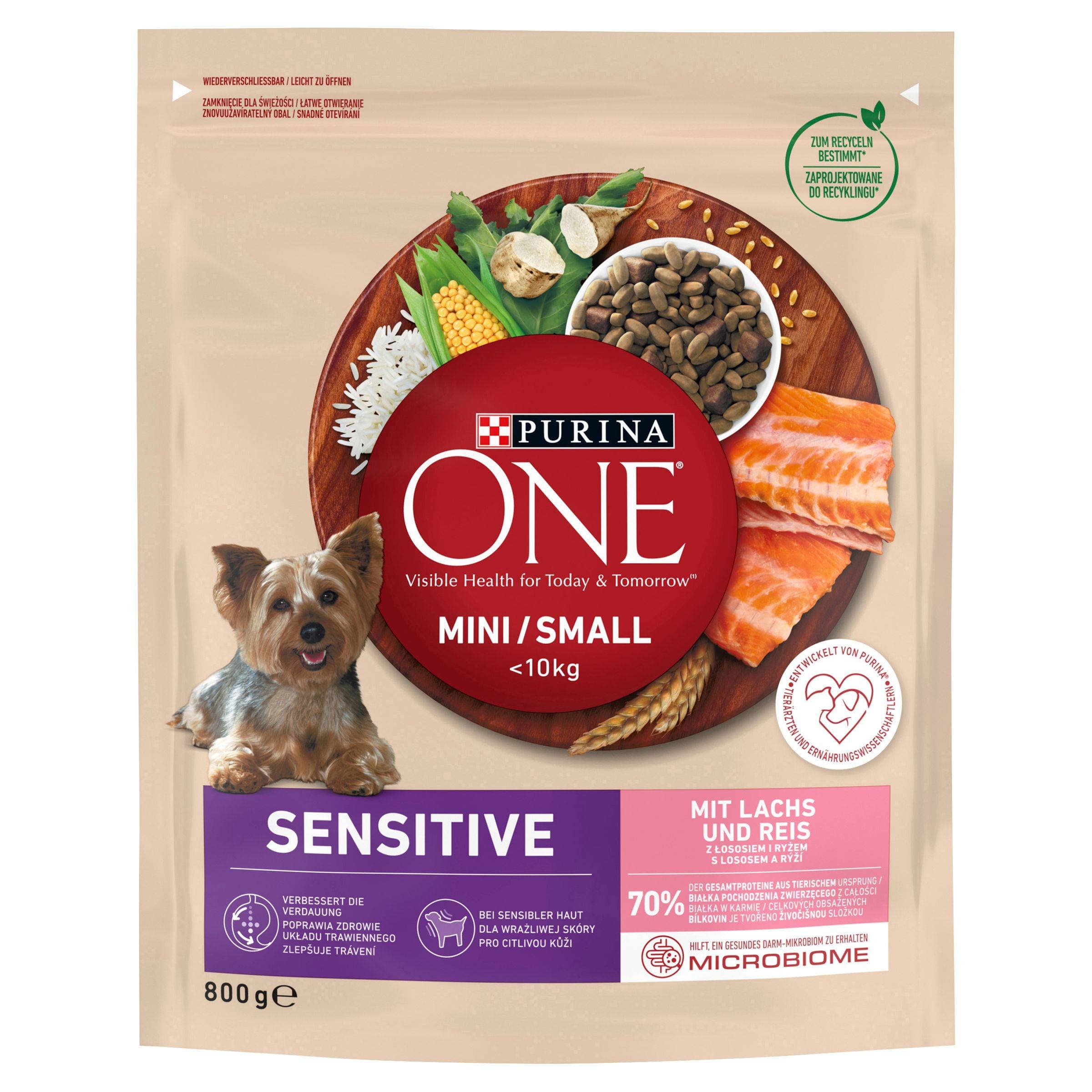 One Mini Dog Sensitive Losos s rýží 800 g