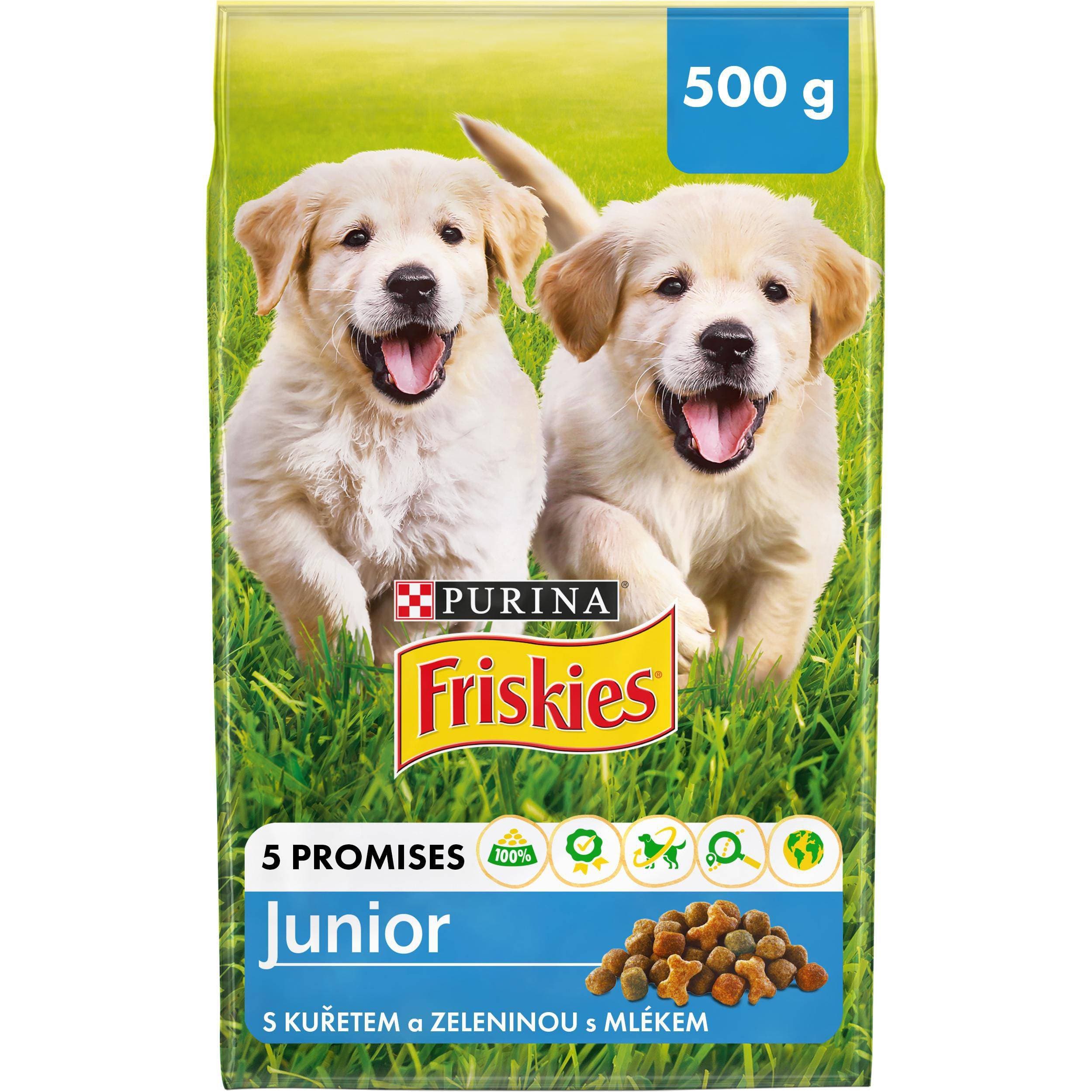 Friskies Pro štěňata s kuřetem, přidanýmmlékem a zeleninou 500 g