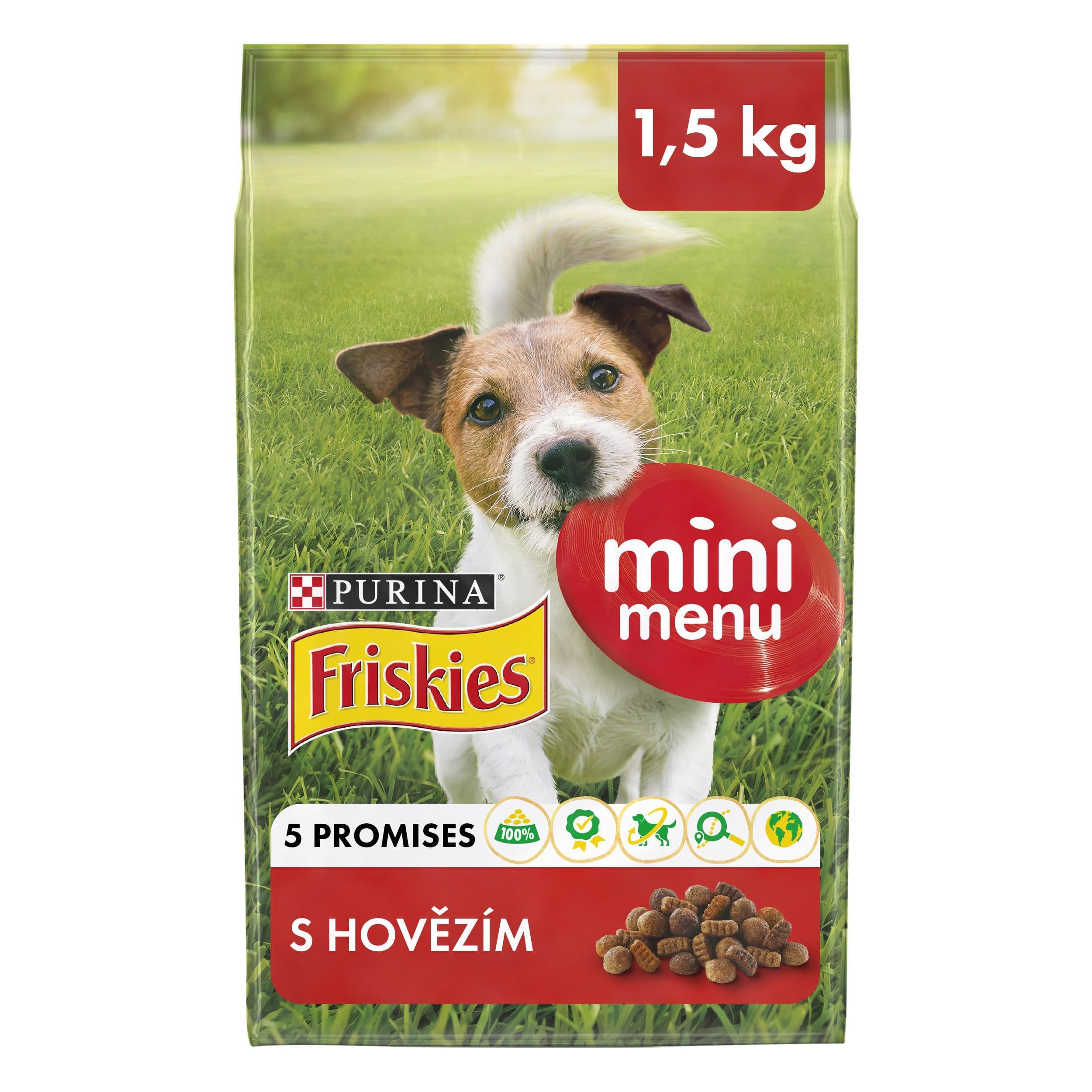 Friskies Pro malé dospělé psy Mini menu s hovězím 1,5 kg