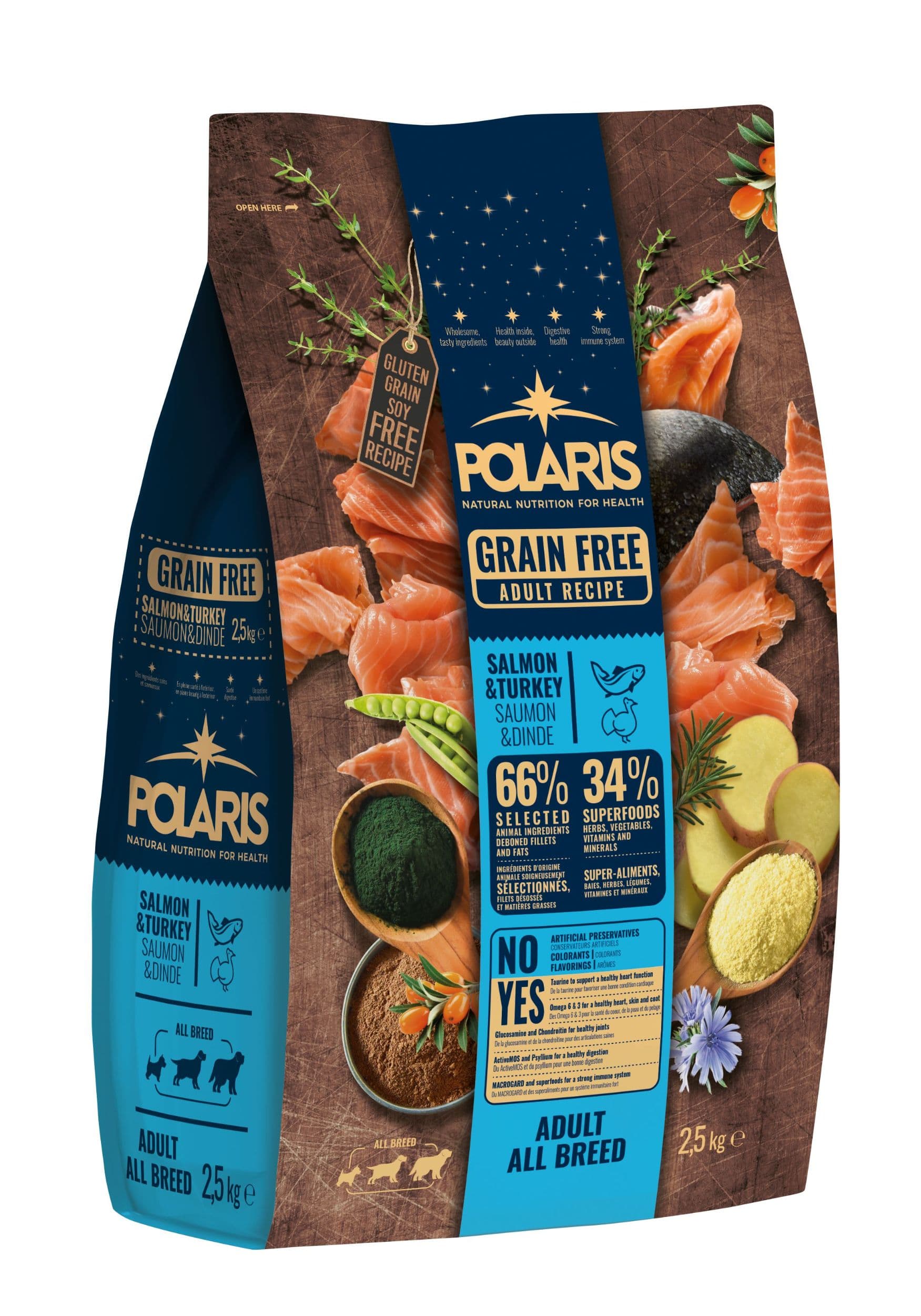 Polaris bezobilné granule s čerstvým masem Adult s krůtím a lososem 2,5kg
