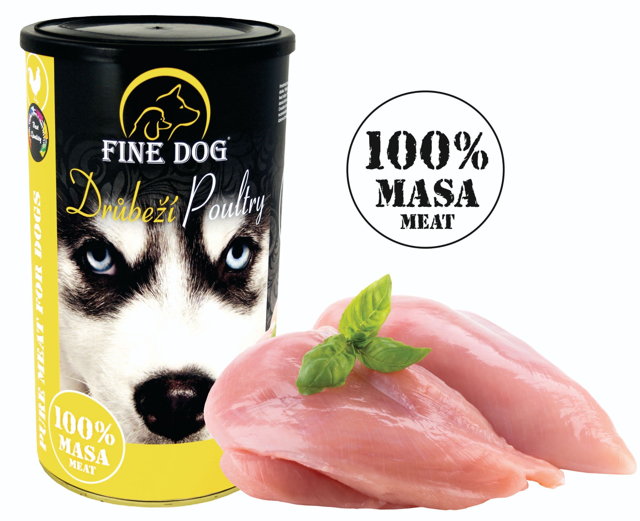 Fine Dog konzerva drůbež 100% masa 1200 g