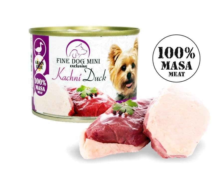 Fine Dog Mini Exclusive konzerva pro psy Kachní 100% masa 200g
