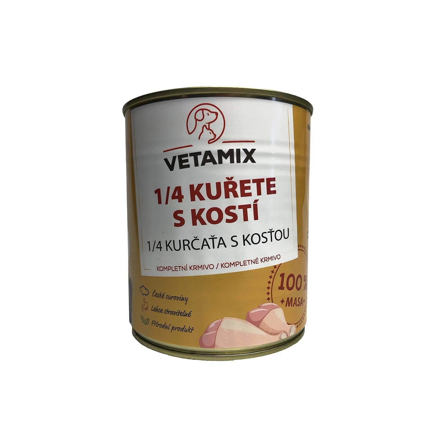 Vetamix konzerva 1/4 kuřete  98% 850g