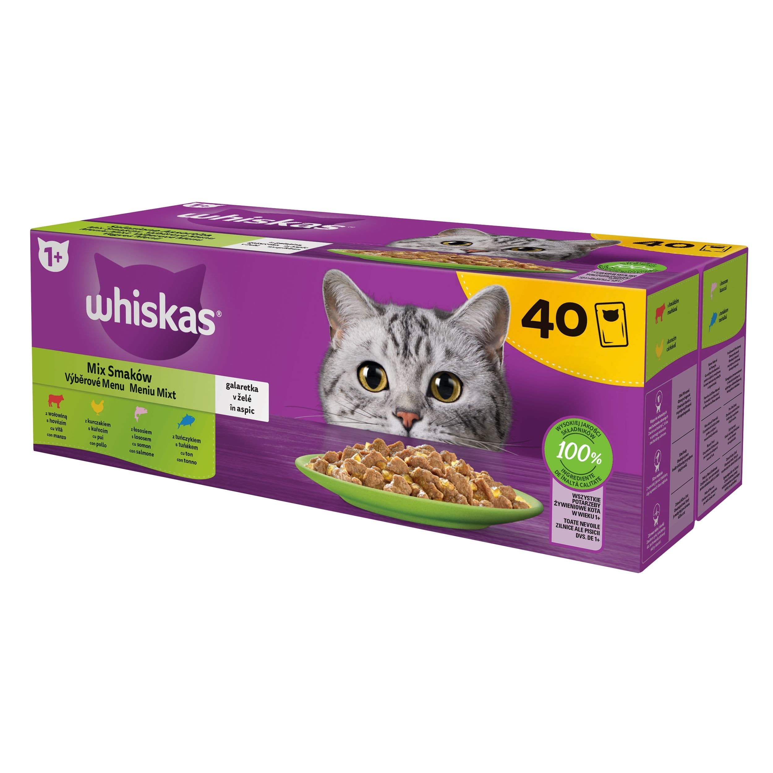 Whiskas kapsičky mixovaný výběr v želé pro dospělé kočky 40 x 85g