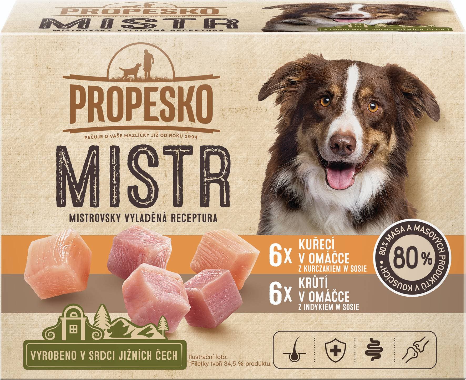 Propesko Mistr filetky s kuřecím v omáčce a krůtím v omáčce 12 x 85 g