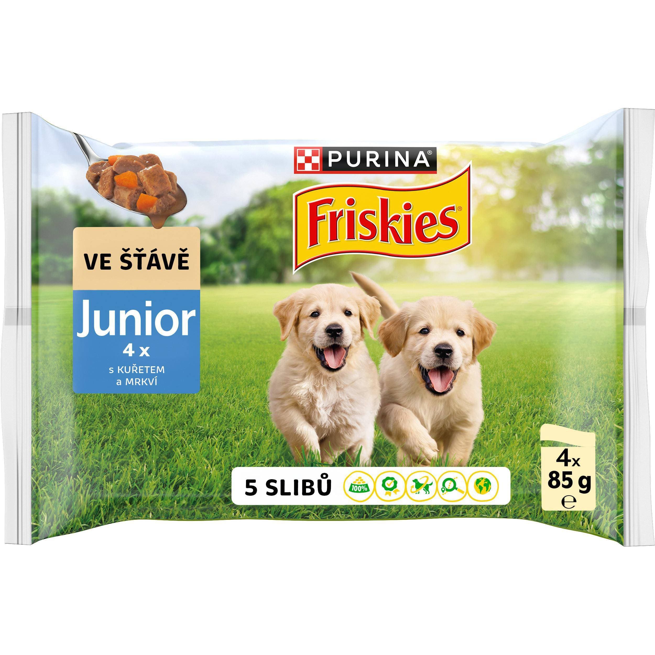Friskies Junior multipack 4x85g s kuřetem a mrkví ve šťávě