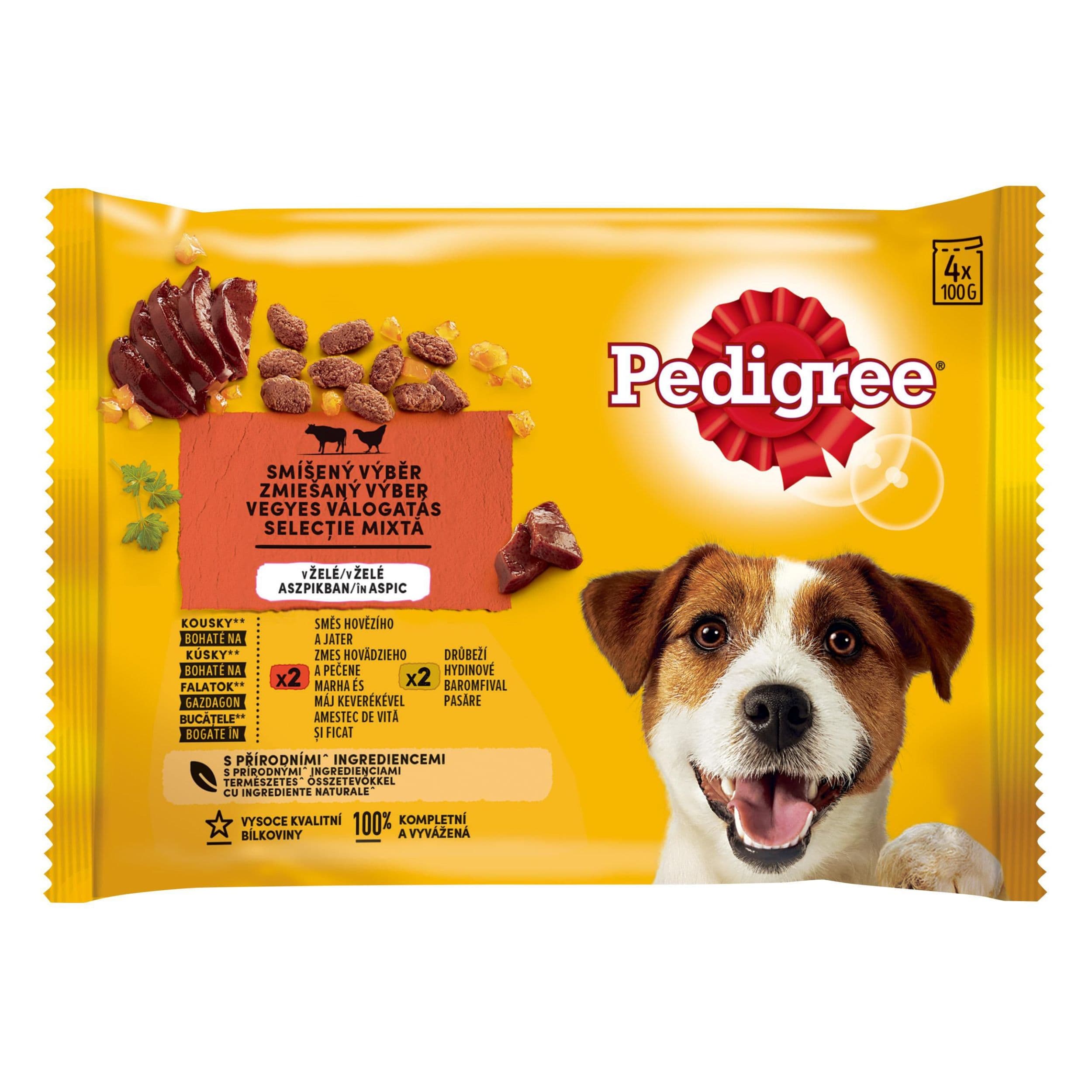 Pedigree Kapsičky želé hovězí/drůbeží 4x100 g
