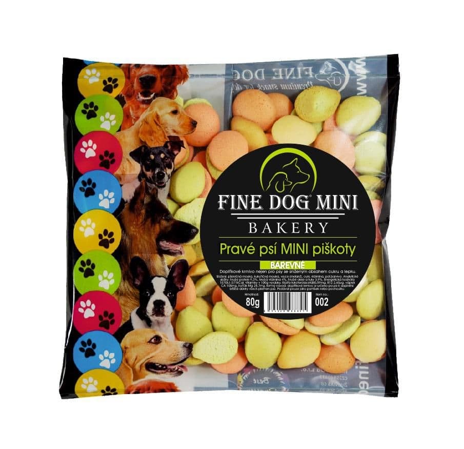 Fine Dog Mini mix bakery Pravé psí piškoty barevné 80 g