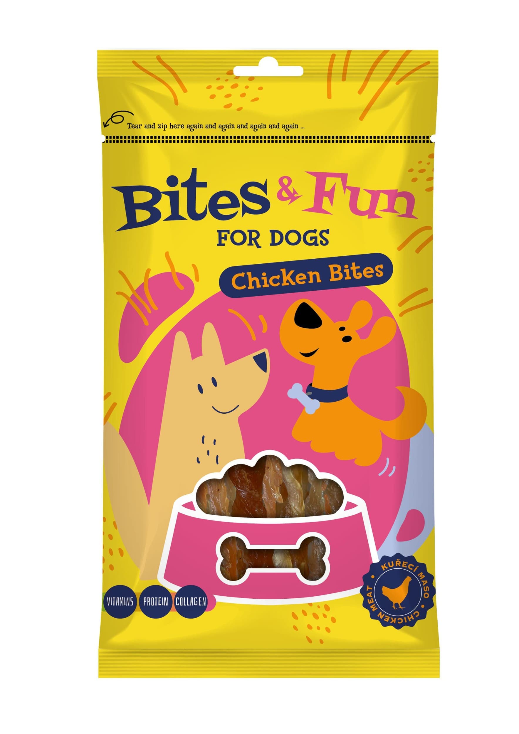 Bites&Fun kuřecí kousky pro psy 85 g