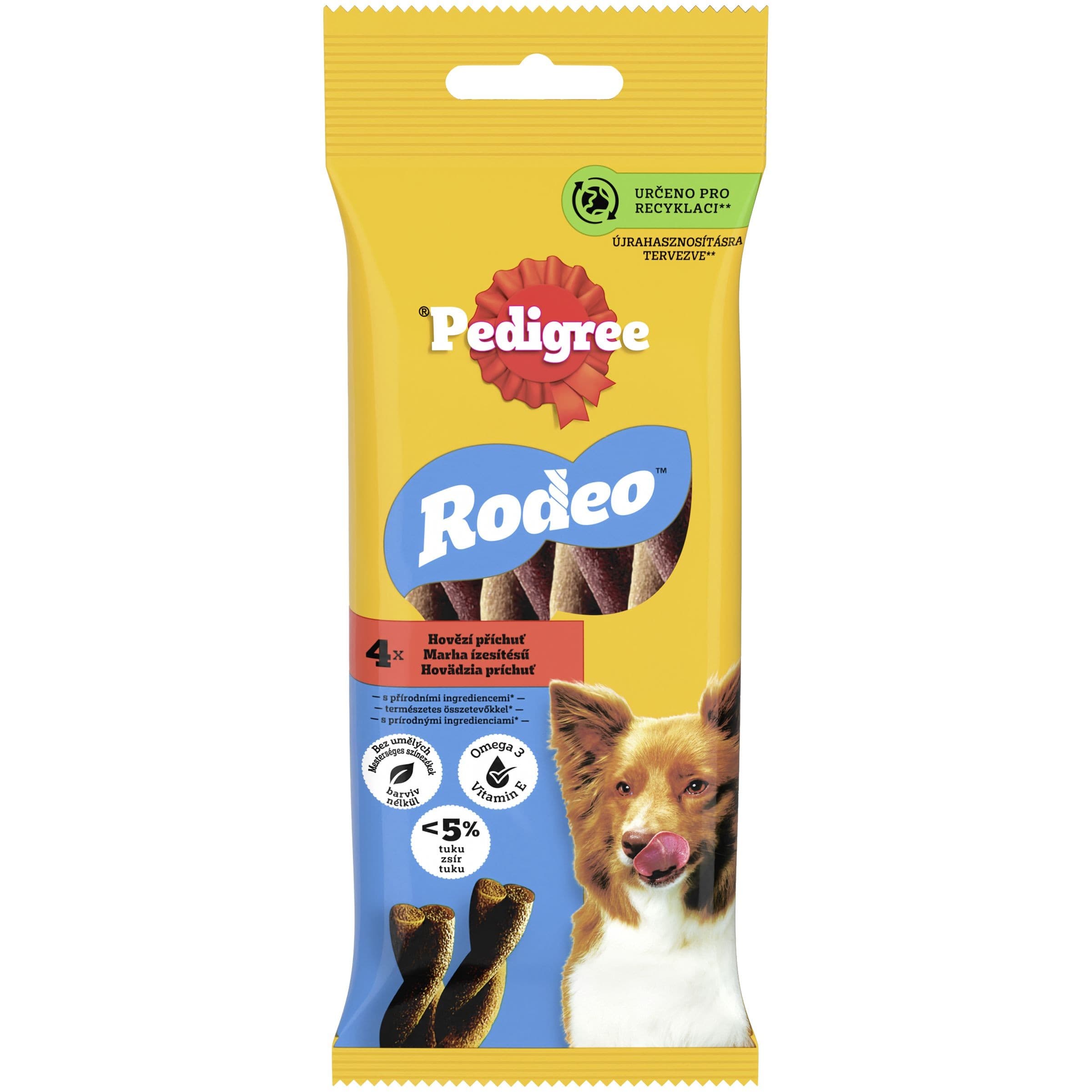 Pedigree Rodeo Lahodné závitky na žvýkání s hovězím 4 tyčinky 70 g
