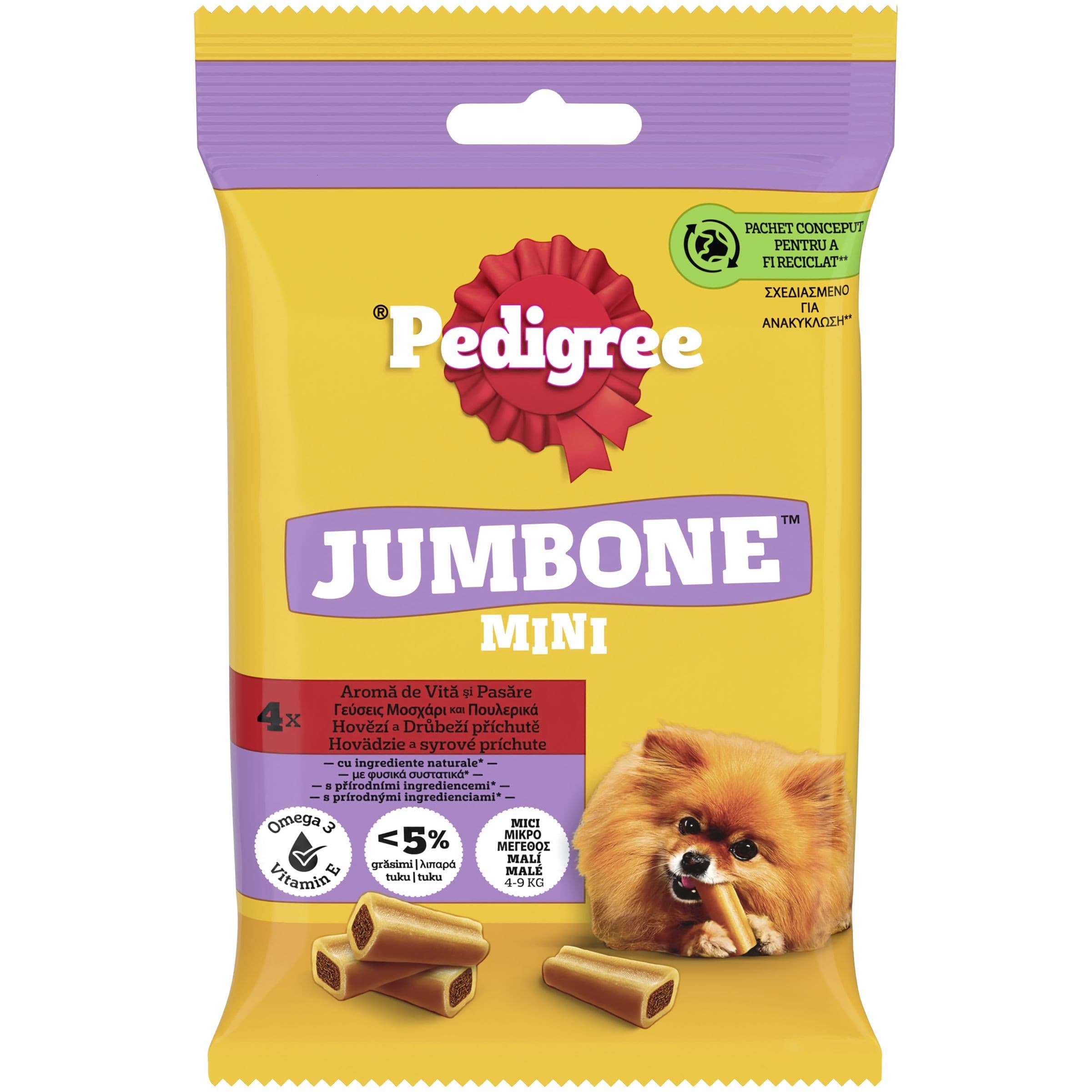 Pedigree Jumbone Mini příchuť s hovězím a drůbežím 4 ks 160 g